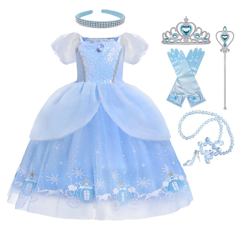 Cinderela Princesa Cosplay Tulle Vestido Kids Girl Ball Vestido Festa De  Baile Vestido Fantasia Fantasia